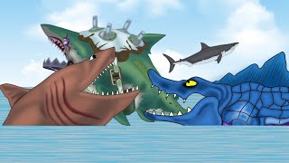 Basking Shark VS Veteran Great White Shark VS MR Snappy  ANIMATION [upl. by Mort574]