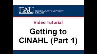 Getting to CINAHL Part 1 [upl. by Ready]