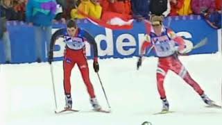 Nordic World Ski Championships Ramsau 1999 Mens Relay Hoffmann AUT vs Alsgaard NOR [upl. by Ruscher]