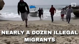 Nearly a Dozen illegal migrants storm the beach in broad daylight in San Diego California [upl. by Carrnan]