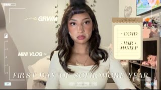 first day of school  sophomore year  grwm 𖡼𖤣𖥧𖡼  skincare hair makeup ootd [upl. by Tim]