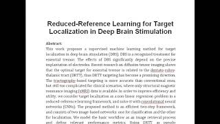 Reduced Reference Learning for Target Localization in Deep Brain Stimulation [upl. by Lyrrehs870]