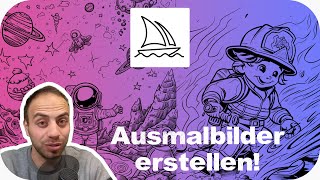 Ausmalbilder für Kinder selber machen  Mit künstlicher Intelligenz in Midjourney Tutorial deutsch [upl. by Eerized]