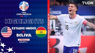 HIGHLIGHTS  Estados Unidos vs Bolivia  Copa América 2024  J1  TUDN [upl. by Ainniz]