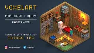 Voxel Art  MineCraft Room  Magicavoxel Timelapse [upl. by Etteve875]