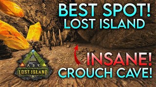 Best Base Spot For Lost Island INSANE CROUCH CAVE😱  Ark Survival Evolved [upl. by Ennasor]