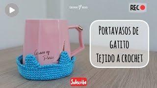 Portavasos gatito tejido a CROCHET 🐱  Tutorial Creando Ideass 🧶 [upl. by Anec]