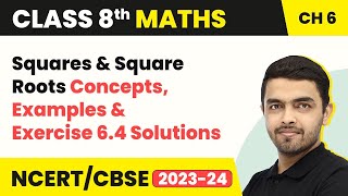 Squares and Square Roots  Concepts Examples amp Exercise 64 Solutions  Class 8 NCERT Maths Ch 6 [upl. by Airliah]