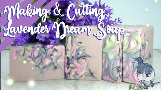 💜💐Making amp Cutting Lavender Dream Handmade Soap  Beautiful Hanger Swirl Design [upl. by Irtimed]