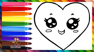 Zeichnen Und Ausmalen Eines Süßen Regenbogenherzens ❤️🌈 Zeichnungen Für Kinder [upl. by Rosene778]