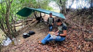 Montamos acampamento na beira do rio pescamos e fizemos peixe frito [upl. by Hallutama378]