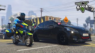 FLASHÉ EN PEUGEOT 208 GTI ET EN AUDI S1 PAR LES MOTARDS DE LA GENDARMERIE  GTA V RP MOD [upl. by Lalo]