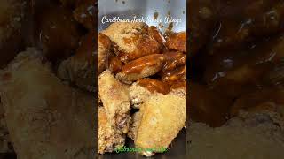 Caribbean Jerk Sauce Wings wings caribbeanfood hotwings food shorts chicken jerkchicken [upl. by Lonnard]