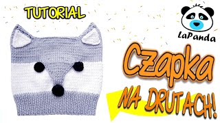 CZAPKA Z USZKAMI NA DRUTACH DLA NIEMOWLAKA 13 Jak zrobić  LaPanda KNITTED BABY FOX HAT [upl. by Lapham493]