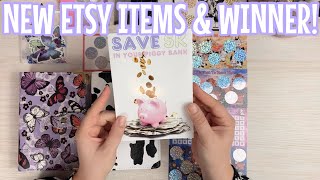 NEW ETSY ITEMS  amp Winner of My Save 5K In Your Piggy Bank Savings Challenge Book [upl. by Meehar]