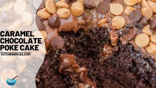 Irresistible Caramel Chocolate Poke Cake Full Of Ooey Gooey Goodness [upl. by Htomit]