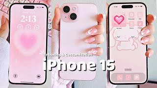 ✨️ iPhone 15 ✨️ 📱 Aesthetic Unboxing amp Customization 🎀📦🌸 ASMR [upl. by Natividad532]