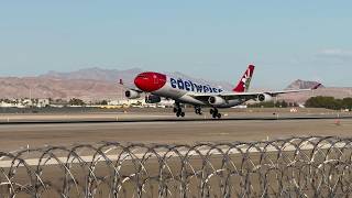 Edelweiss Air Airbus A340313 lands at Las Vegas  HBJMC [upl. by Weisbrodt]