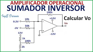 AMPLIFICADOR SUMADOR INVERSOR Resolución y simulación detallada  Ejercicio 1 [upl. by Richer]