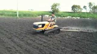 Mini CAT Challenger pulling 4 harrows [upl. by Donal]