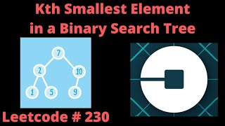 Kth SMALLEST ELEMENT IN A BINARY SEARCH TREE  LEETCODE  230  PYTHON INORDER DFS SOLUTION [upl. by Znarf]