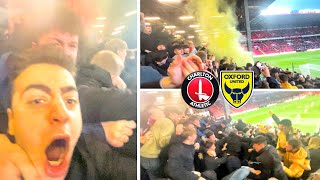 AWAY END CHAOS amp PYROS at Charlton 12 Oxford  LIMBS amp GOAL OF THE SEASON [upl. by Thatcher59]