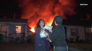 Large garage destroyed by fire in Redlands California [upl. by Tomchay]