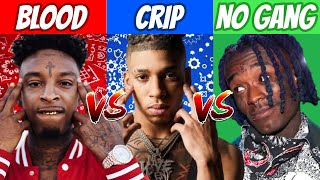 BLOOD RAPPERS vs CRIP RAPPERS vs NO GANG RAPPERS 2021 UPDATED [upl. by Poyssick]