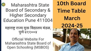 maharashtra board hindi medium class 10th time table 202425 [upl. by Leemaj]