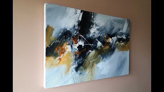 Abstract Painting  EASY abstract painting using brush and palette knife  Demonstration [upl. by Lalitta]