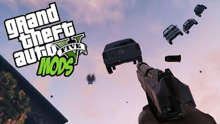 GTA 5 Mods  VEHICLE CANNON  Shoot Cars Instead of Bullets GTA 5 Mods [upl. by Jed]