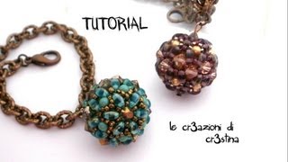 Tutorial Sfera Rivestita con Twin Beads  Superduo Bicono e Perle Swarovski  Beaded Bead [upl. by Aidnis576]