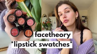 new facetheory vegan lipsticks  swatch  review all shades [upl. by Alyahc728]