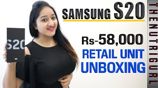 Samsung Galaxy S20  Unboxing amp Overview in HINDI Retail Unit [upl. by Aisyle910]