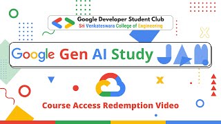 Gen AI Study Jams Access Redemption Video  GDSC Sri Venkateswara College of Engineering  Tirupati [upl. by Pedrick]