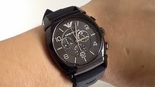 Mens Emporio Armani Classic Rubber Strap Watch AR0349 [upl. by Ahsimek268]