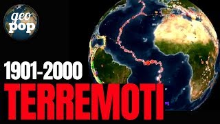 ▶️ Terremoti sulla Terra animazione dal 1901 al 2000 GeologiaPOP [upl. by Yelwah570]