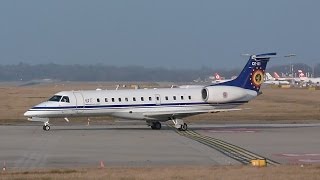 HD Belgian Air Force Embraer 135 take off at GenevaGVALSGG [upl. by Kandy]