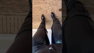 Latex leggings walking 🏃🏼‍♀️♀️ pov fashion leather love latex style ootd shiny grwm fyp [upl. by Jamesy314]