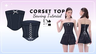 DIY Corset Top Bustier Tutorial  Sewing Tutorial  Pattern Download [upl. by Macey830]