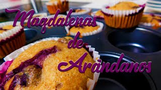 RECETA  MAGDALENAS DE ARÁNDANOS  FÁCIL Y RÁPIDA [upl. by Noland146]