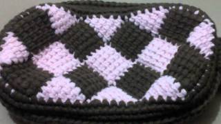 Entrelac Crochet Handbagpursepouch pattern [upl. by Haskins]