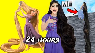 I Survived in Worlds LONGEST Hair for 24 Hours 😱 [upl. by Ynnot]