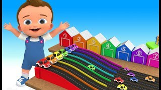 Cartoon Toy Cars Race Tracks Toy Set 3D  Learn Colors for Children Baby Kids Educational Toys [upl. by Gabriell]