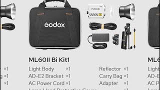 godox ml60 ii bi kit 70w bicolor cob led light with dual f970 battery handle ac power adaptor case [upl. by Elisabetta364]