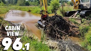 Lots of Mud And Even More Water  Beaver Dam Removal With Excavator No961  Cabin View [upl. by Ardnola]