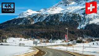 ❄️🇨🇭Driving in Switzerland Beautiful Swiss Alps from ZERNEZ to SILVAPLANA 4k travel snow [upl. by Gem]