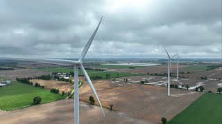 Drone View Of South Kent Wind Farm Kent Centre Ontario  Canada’s Biggest Wind Farm [upl. by Dnalloh524]