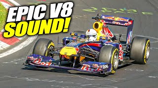 Vettel takes Red Bull F1 car to the NORDSCHLEIFE Epic V8 EXHAUST SOUNDS Niki Lauda Ferrari F1 [upl. by Clardy713]