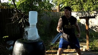 Damascus Medieval Arming Sword Cutting Test [upl. by Conley585]